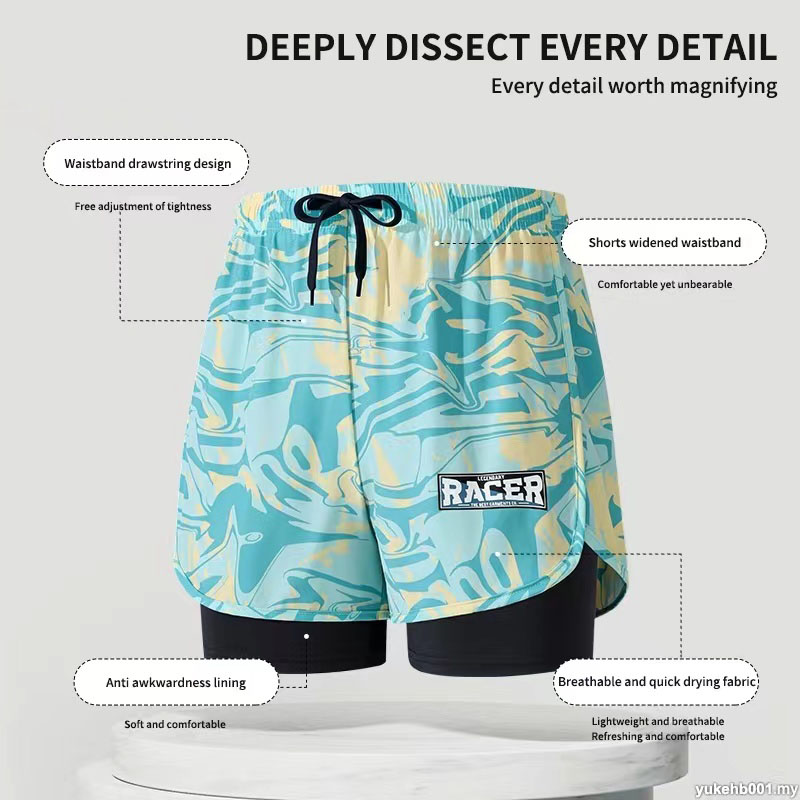 男性用の二層水泳パンツ,速乾性,通気性のある水泳パンツ,学生 - Swim Trunk Quick Dry のレビューと価格